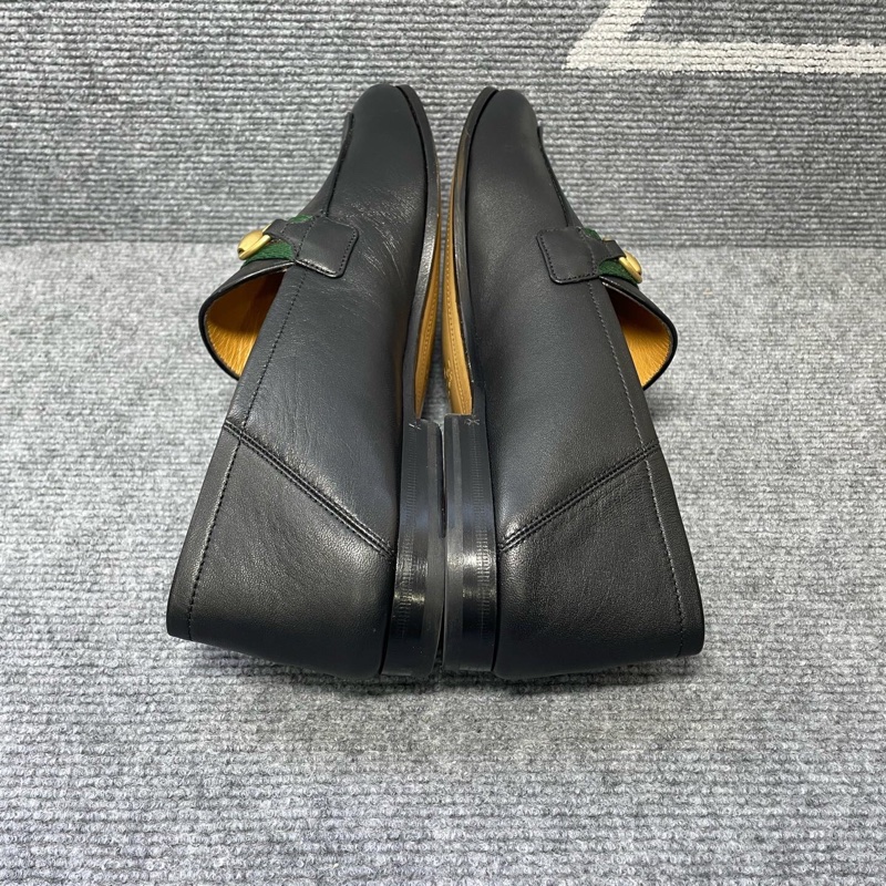 閒置未使用Gucci 古馳 黑色皮面金色馬銜扣樂福鞋42.5碼 🧡-3