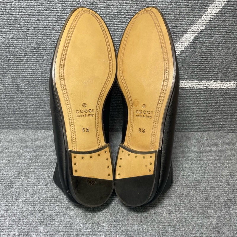 閒置未使用Gucci 古馳 黑色皮面金色馬銜扣樂福鞋42.5碼 🧡-6