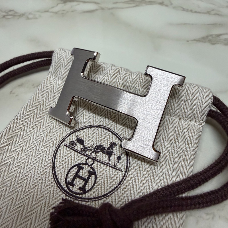 Hermès 愛馬仕 H Logo 皮帶扣 - 拉絲銀/髮絲紋 (適用 32mm 皮帶)-0
