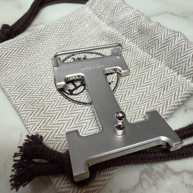 Hermès 愛馬仕 H Logo 皮帶扣 - 拉絲銀/髮絲紋 (適用 32mm 皮帶)-1