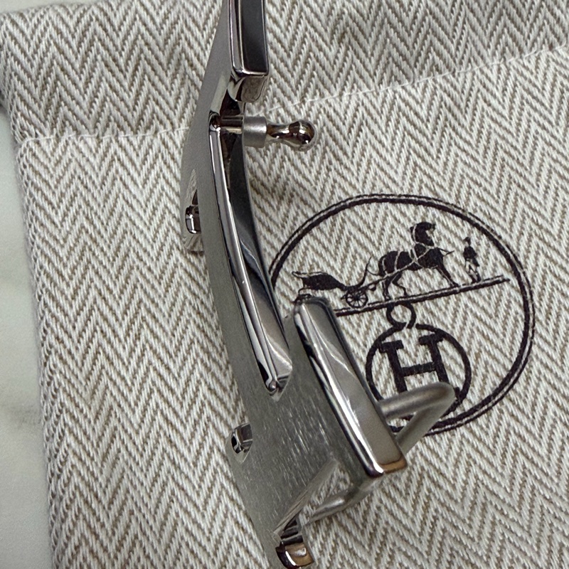 Hermès 愛馬仕 H Logo 皮帶扣 - 拉絲銀/髮絲紋 (適用 32mm 皮帶)-3