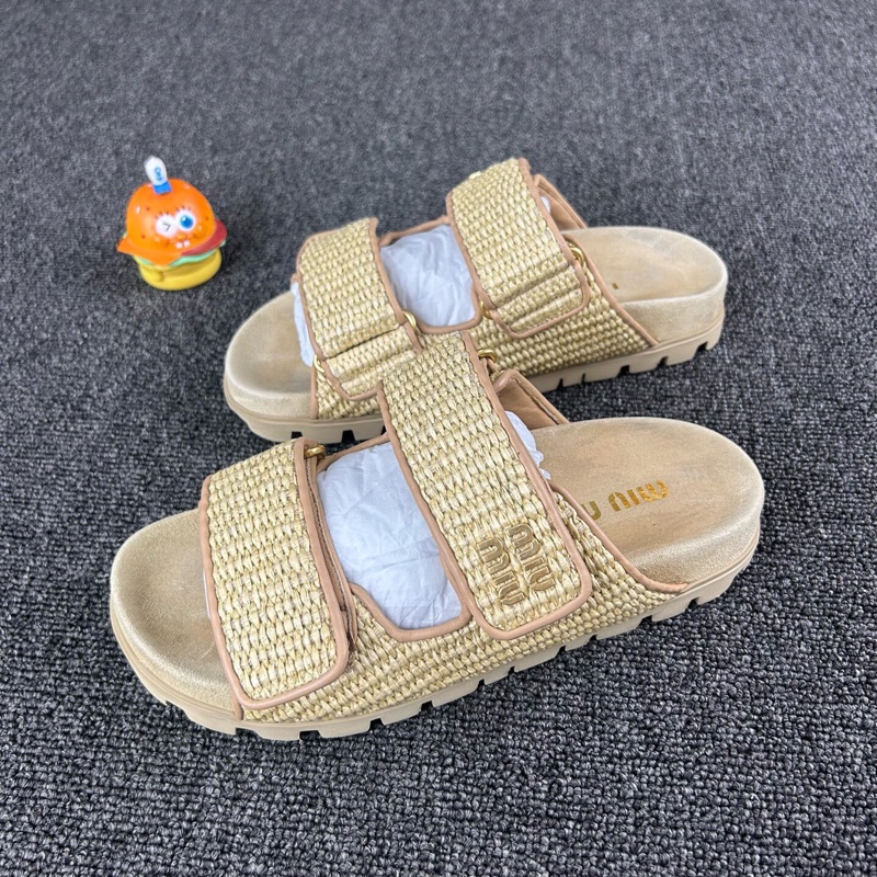 MiuMiu草编绑带凉鞋 尺码：36 码🧡-0