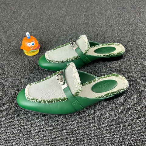 Hermes愛馬仕綠色穆勒拖鞋 尺碼：36 碼 已貼底 🧡