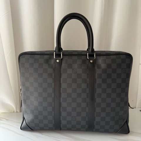 Louis Vuitton 路易威登 黑色 棋盤格 公文包 無附件