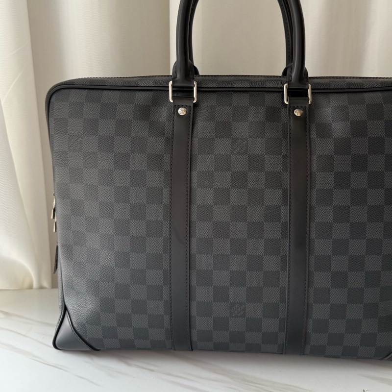 Louis Vuitton 路易威登 黑色 棋盤格 公文包 無附件-7