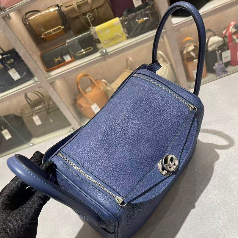 🌈Hermes💙Lindy 26💙7E明藍色銀扣🌈99新🌟TC皮🌟Stamp C🌟有盒💙-8