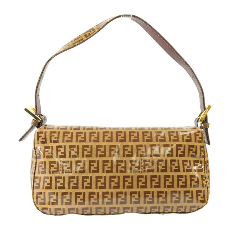 FENDI 塗層帆布Zucchino Double Flap Baguette金扣手挽肩背兩用袋-1