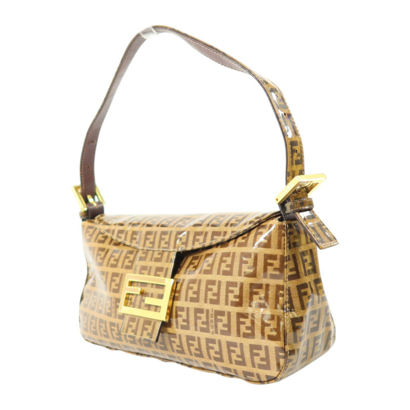 FENDI 塗層帆布Zucchino Double Flap Baguette金扣手挽肩背兩用袋-2