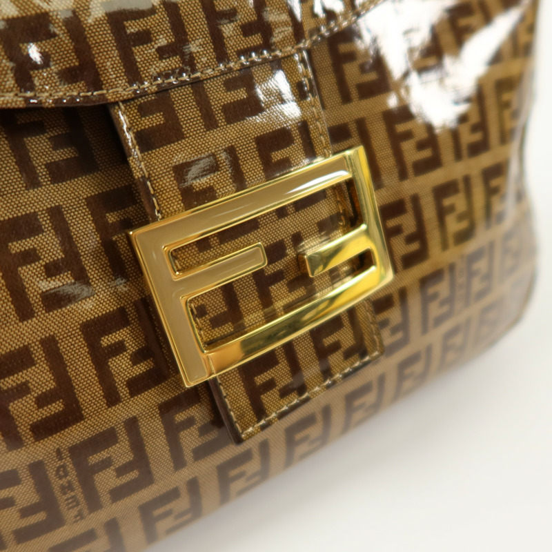 FENDI 塗層帆布Zucchino Double Flap Baguette金扣手挽肩背兩用袋-8