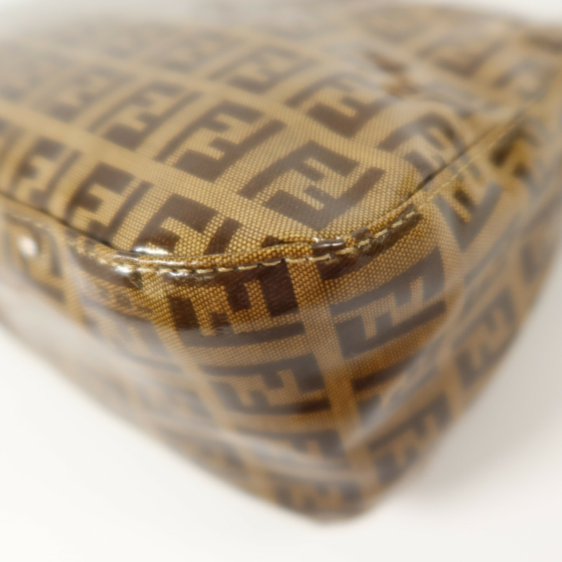 FENDI 塗層帆布Zucchino Double Flap Baguette金扣手挽肩背兩用袋-13