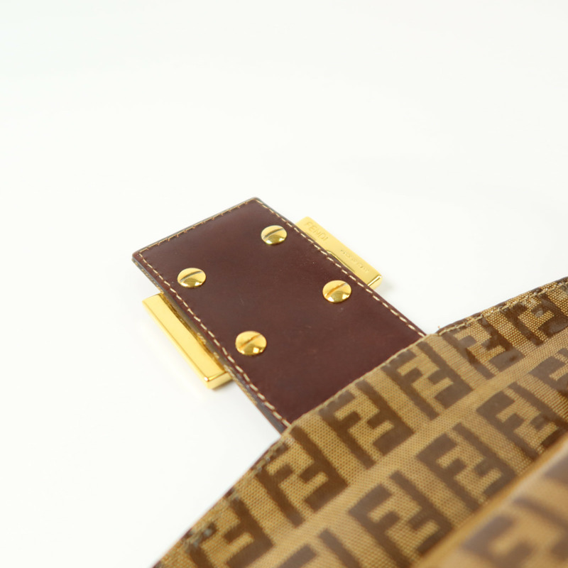 FENDI 塗層帆布Zucchino Double Flap Baguette金扣手挽肩背兩用袋-14