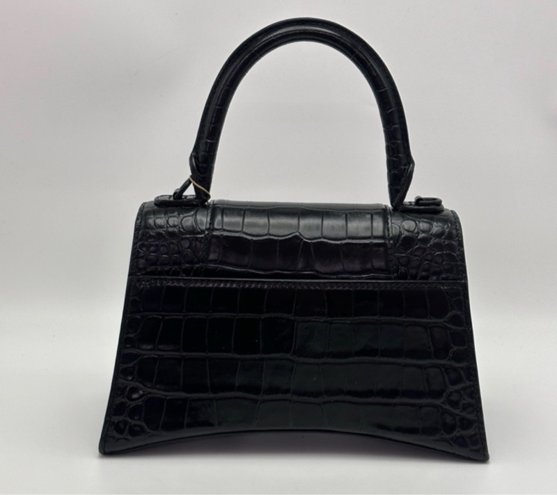 BALENCIAGA soblack鱷魚壓紋沙漏S碼肩背斜背包-6