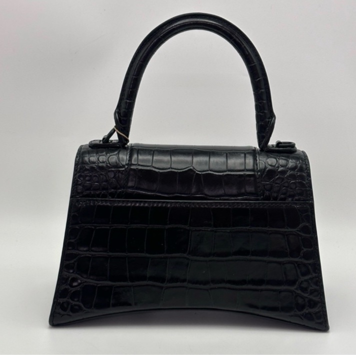 BALENCIAGA soblack鱷魚壓紋沙漏S碼肩背斜背包-8