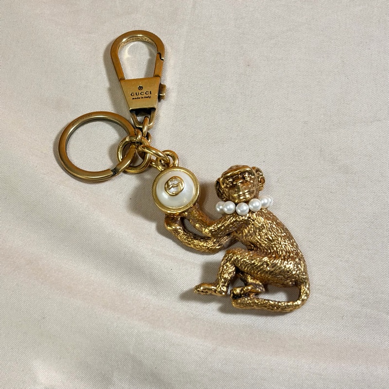 🐒猴年限定 Gucci 古馳 重工生肖猴 雙G珍珠 鑰匙圈/吊飾-1