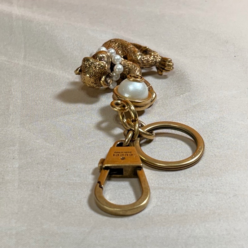 🐒猴年限定 Gucci 古馳 重工生肖猴 雙G珍珠 鑰匙圈/吊飾-6