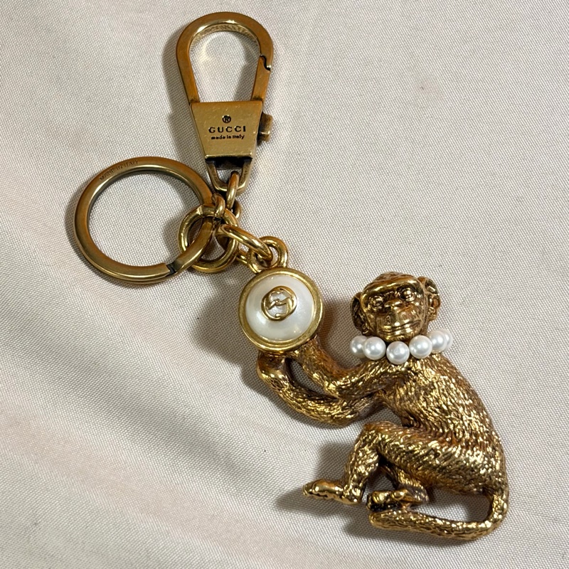 🐒猴年限定 Gucci 古馳 重工生肖猴 雙G珍珠 鑰匙圈/吊飾-7