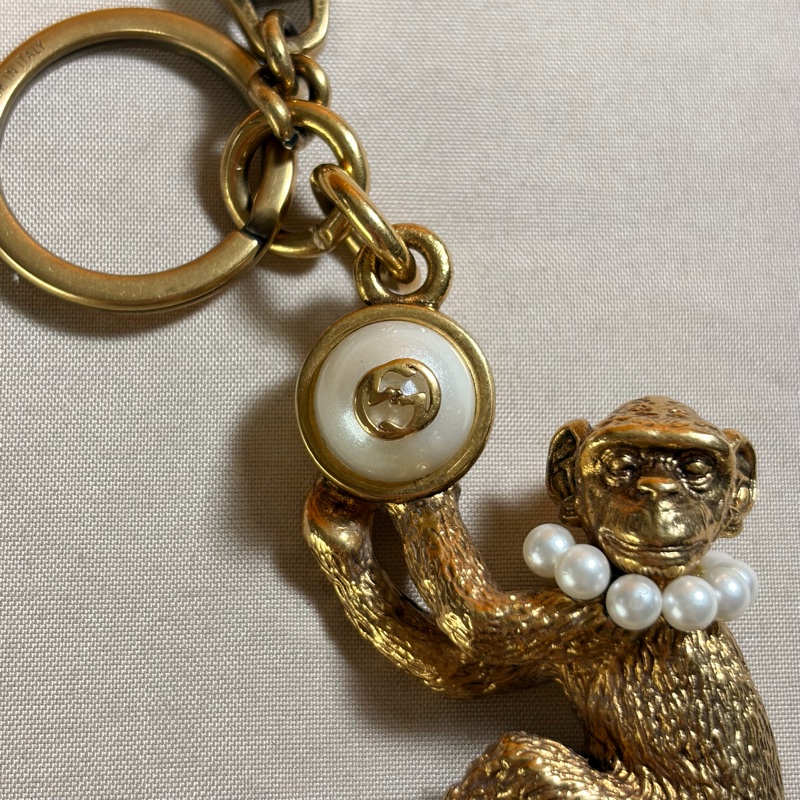 🐒猴年限定 Gucci 古馳 重工生肖猴 雙G珍珠 鑰匙圈/吊飾-8