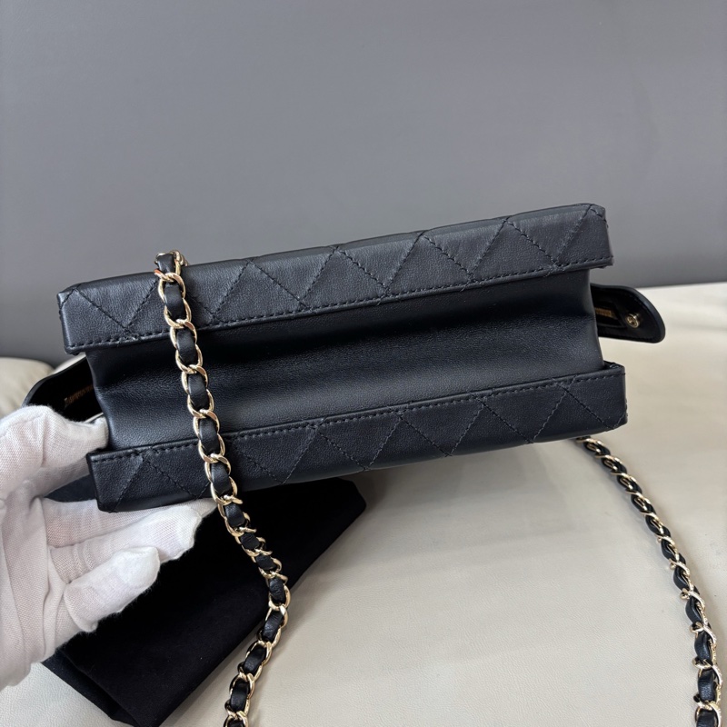 【近新閒置品】香奈兒 Chanel 22B黑金化妝盒子包芯片款手提斜挎側背包鏈條包-5