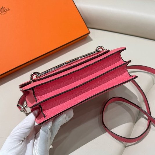 近新品 Hermes愛馬仕 Roulis19豬鼻子唇膏粉肩背包-3