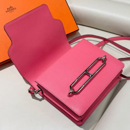 近新品 Hermes愛馬仕 Roulis19豬鼻子唇膏粉肩背包-4