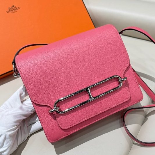 近新品 Hermes愛馬仕 Roulis19豬鼻子唇膏粉肩背包-5