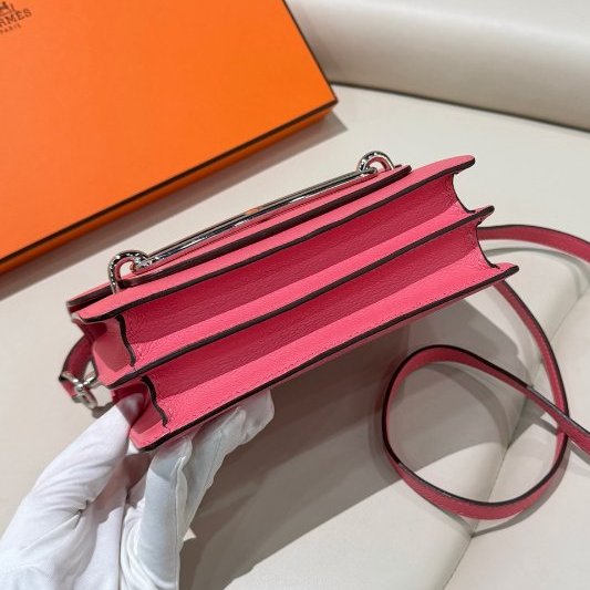 近新品 Hermes愛馬仕 Roulis19豬鼻子唇膏粉肩背包-7