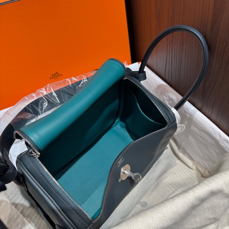 全新品 HERMES愛馬仕 Lindy26 盧梭綠拼孔雀綠-8