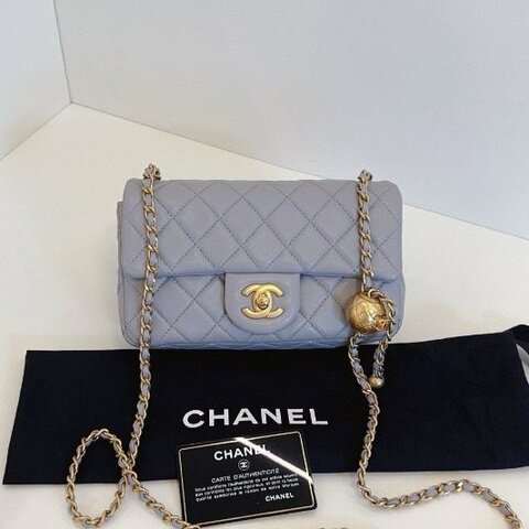 閒置新 香奈兒/Chanel  灰色金球CF大mini鏈條包
