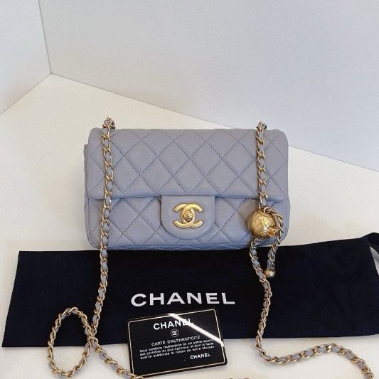 閒置新 香奈兒/Chanel  灰色金球CF大mini鏈條包-0