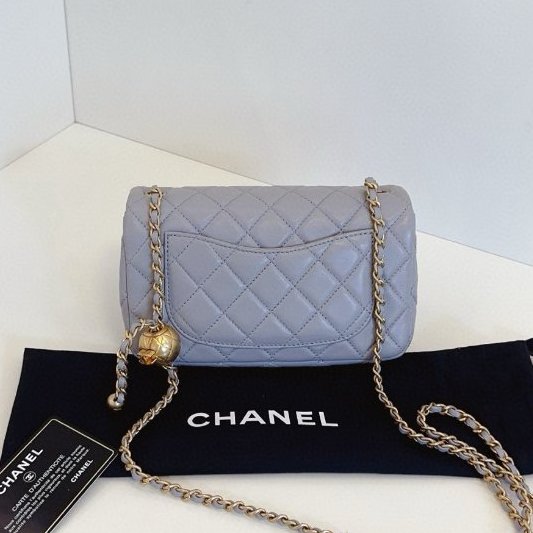 閒置新 香奈兒/Chanel  灰色金球CF大mini鏈條包-1