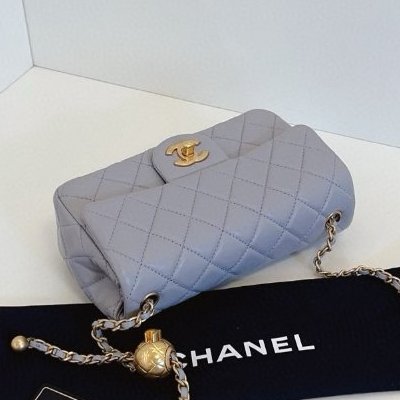 閒置新 香奈兒/Chanel  灰色金球CF大mini鏈條包-3