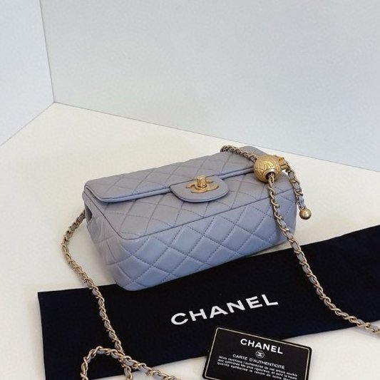 閒置新 香奈兒/Chanel  灰色金球CF大mini鏈條包-4