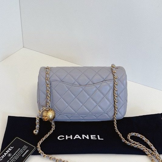 閒置新 香奈兒/Chanel  灰色金球CF大mini鏈條包-7