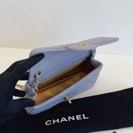 閒置新 香奈兒/Chanel  灰色金球CF大mini鏈條包-10