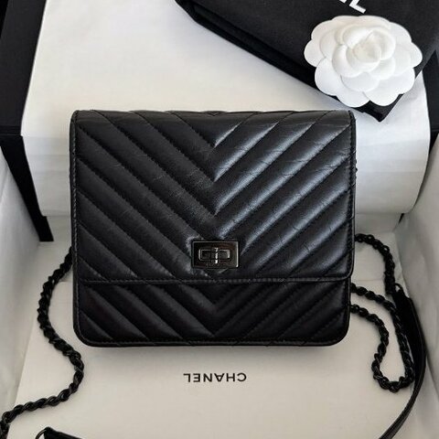 近新品 香奈兒/Chanel so black 2.55 woc鏈條包