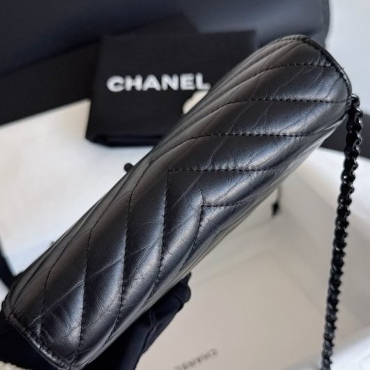 近新品 香奈兒/Chanel so black 2.55 woc鏈條包-4