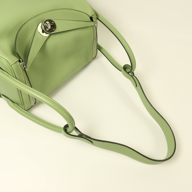 HERMES Evercolor皮革Lindy 26銀扣手挽肩背兩用袋-9