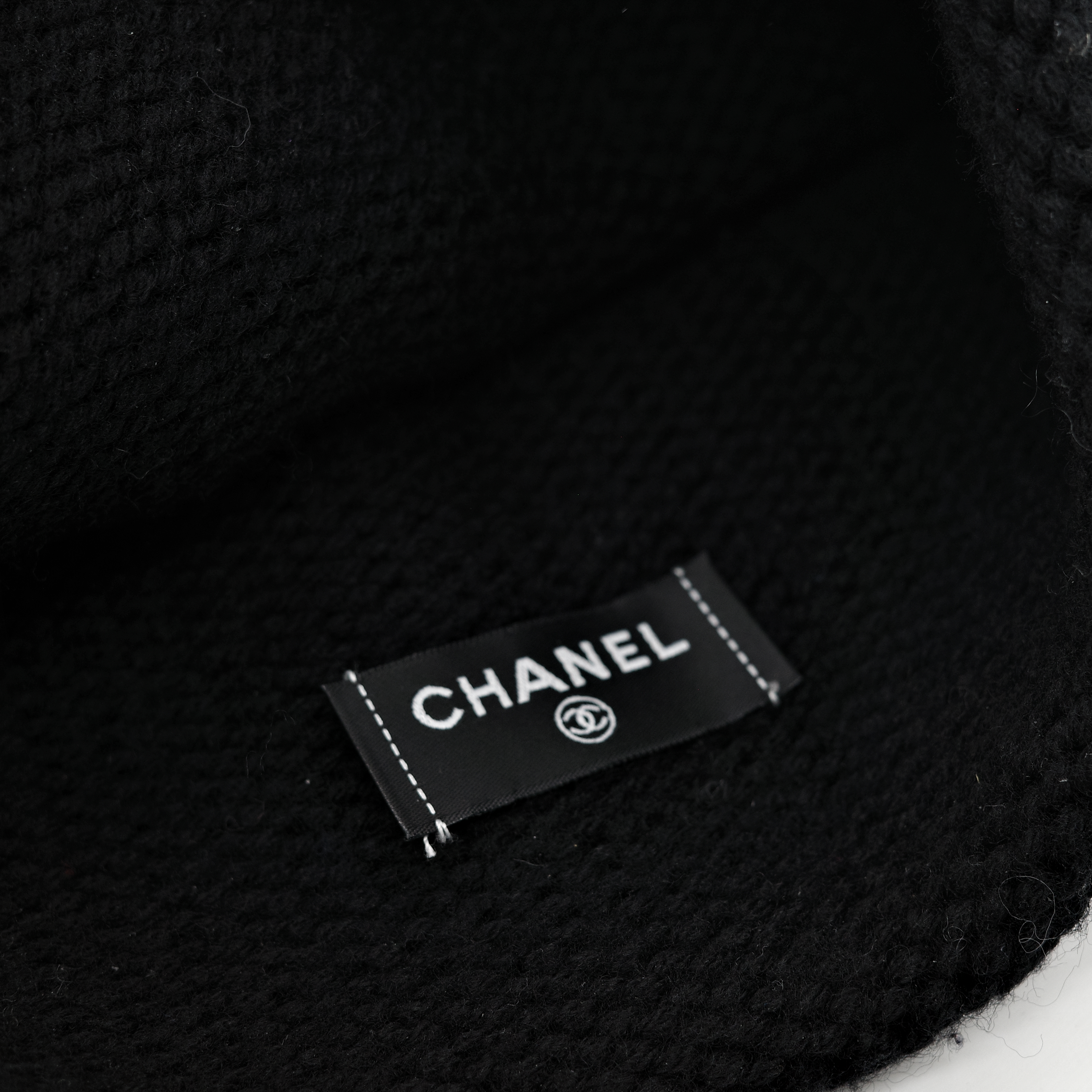 Chanel 香奈兒 黑色 羊毛 白色 Logo 毛帽-4