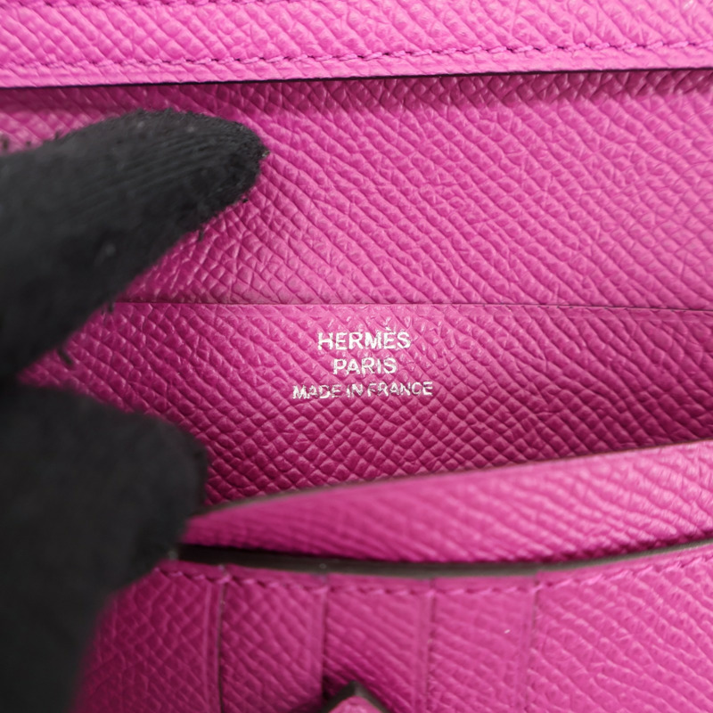 木蘭粉 Epsom牛皮 Bearn 兩折短夾 C刻 銀扣【HERMES 愛馬仕】 H039790CK-5