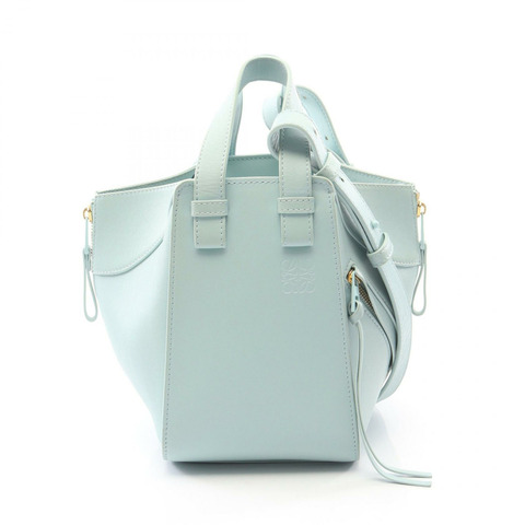 LOEWE Hammock Bag Compact 2-Way 手提包 皮革 藍色 二手 女士