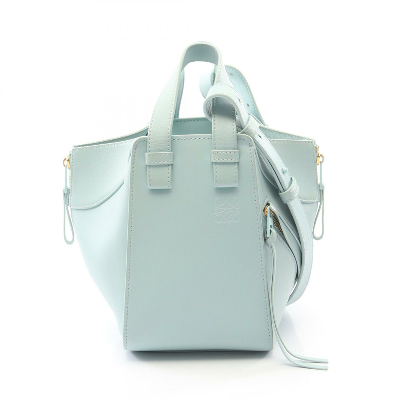 LOEWE Hammock Bag Compact 2-Way 手提包 皮革 藍色 二手 女士-0