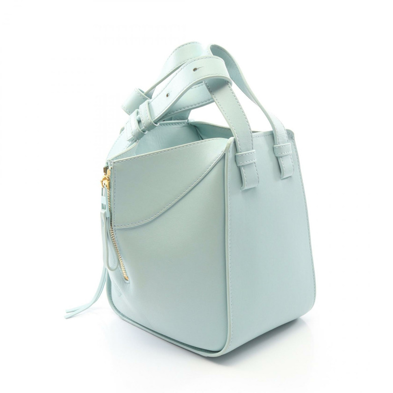 LOEWE Hammock Bag Compact 2-Way 手提包 皮革 藍色 二手 女士-1
