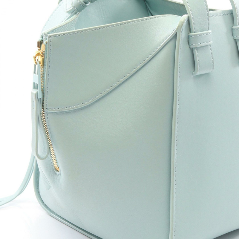 LOEWE Hammock Bag Compact 2-Way 手提包 皮革 藍色 二手 女士-10