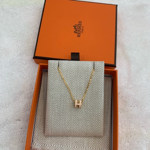 HERMES 粉色mini pop H項鏈