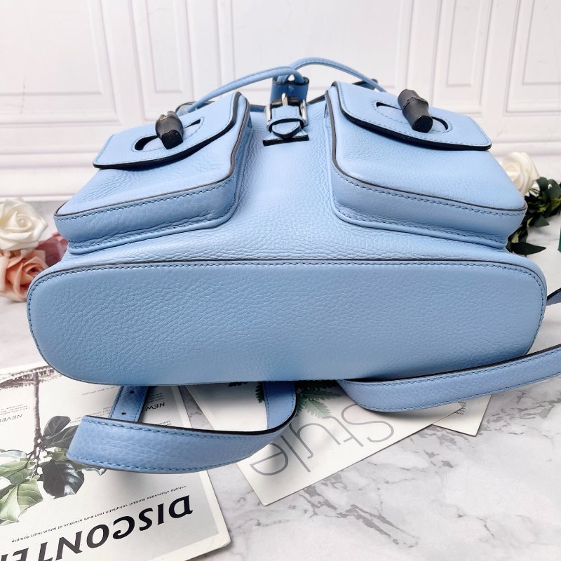 Gucci  bamboo sac 竹節流蘇天藍色 後背包 31*30*10 98新配件塵袋-5