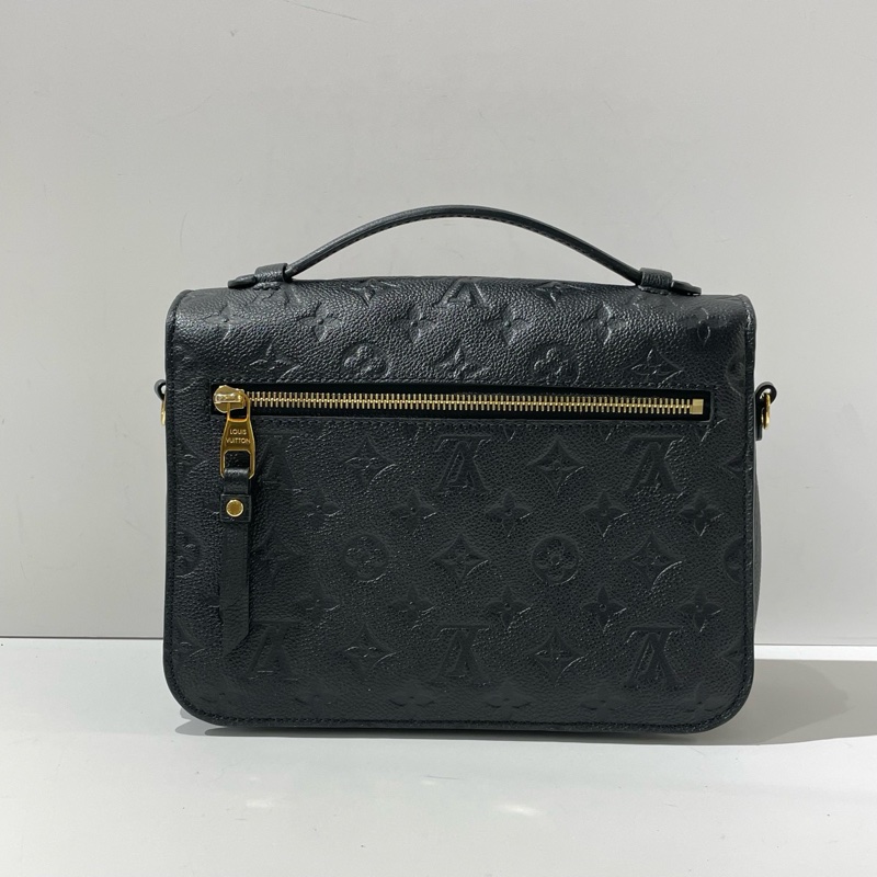 Louis Vuitton路易威登Pochette Metis黑金全皮 老花壓紋郵差包 手提單肩斜挎包 25*7*19cm-1