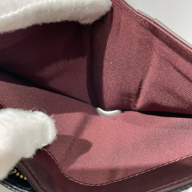 CHANEL香奈兒黑金荔枝皮菱格紋對折拉鍊錢包 21開 🈚附件-8