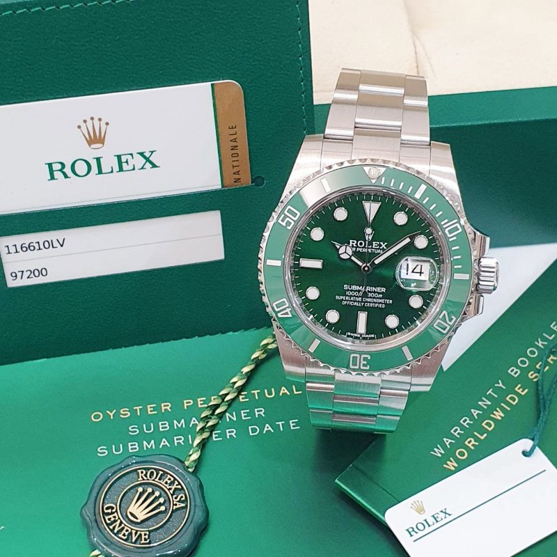 【大眾名錶】ROLEX 勞力士116610LV Submariner潛航者 2017/02全套 經典收藏 綠色面盤 綠水鬼 B1306-1