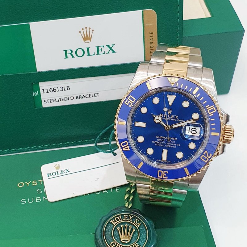 【大眾名錶】 Rolex 勞力士 116613LB Submariner潛航者 2017/08全配 熱門推薦 半金藍水鬼 B1307-1