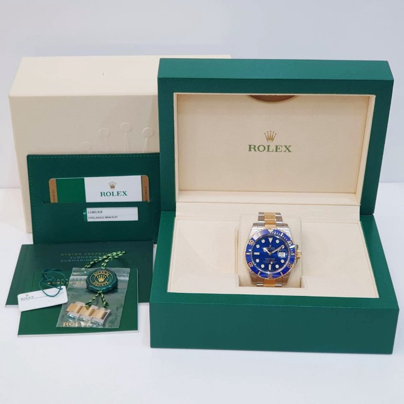 【大眾名錶】 Rolex 勞力士 116613LB Submariner潛航者 2017/08全配 熱門推薦 半金藍水鬼 B1307-9